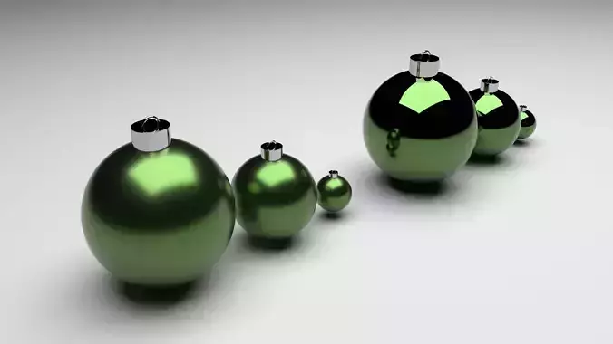Green Christmas Balls Set With Different Sizes