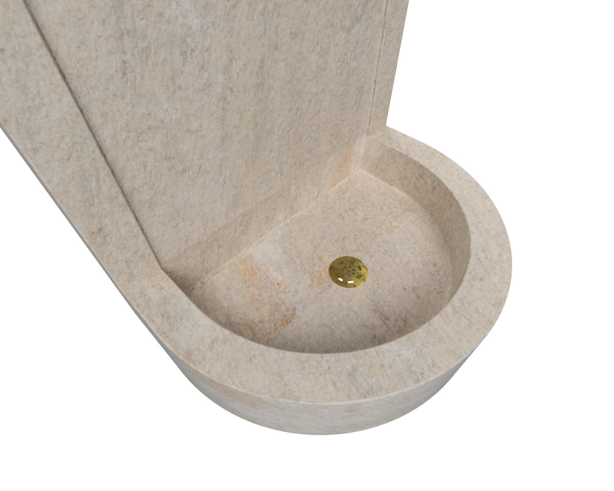 Fountain marble with brass faucet 3D model_5