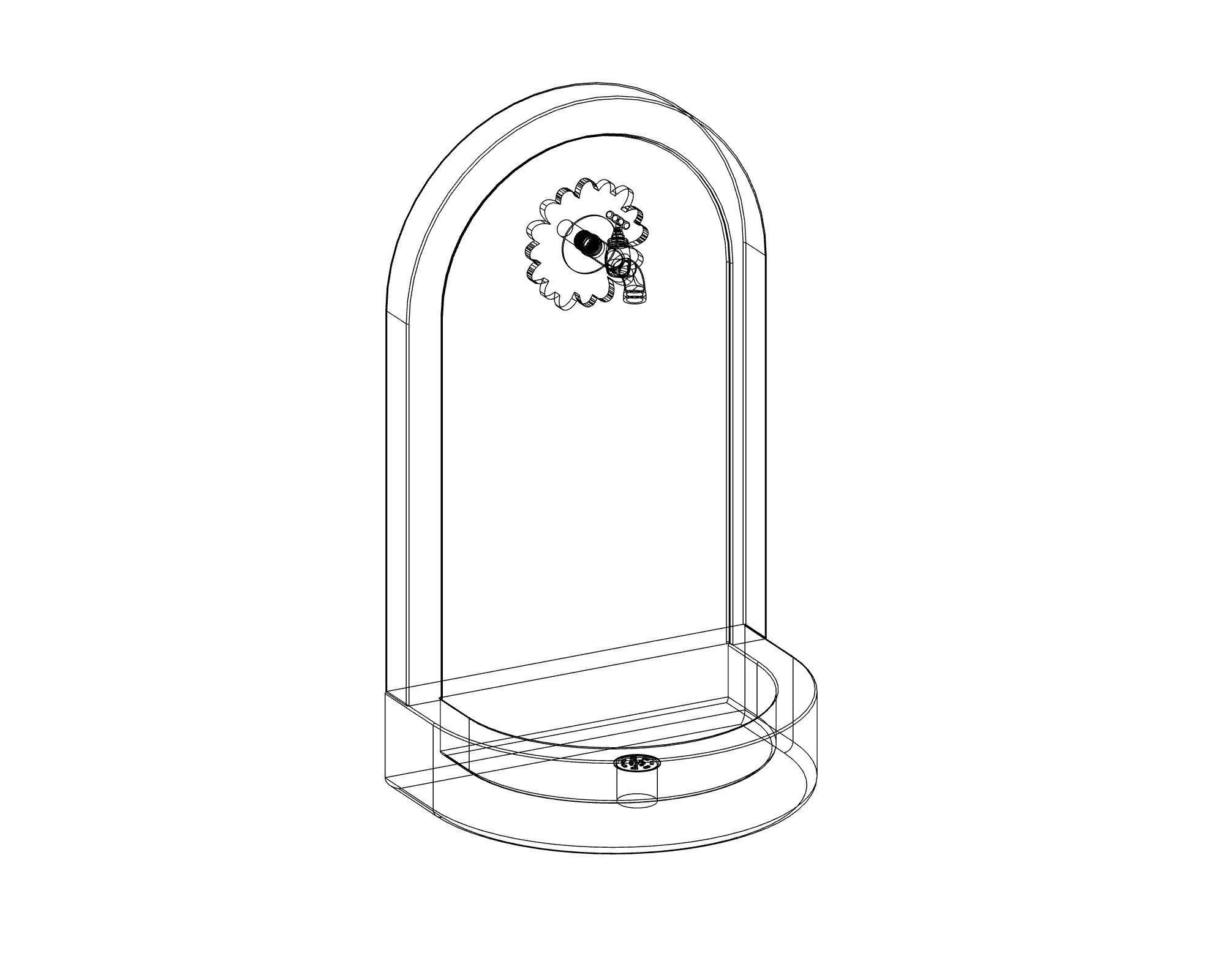 Fountain marble with brass faucet 3D model_7