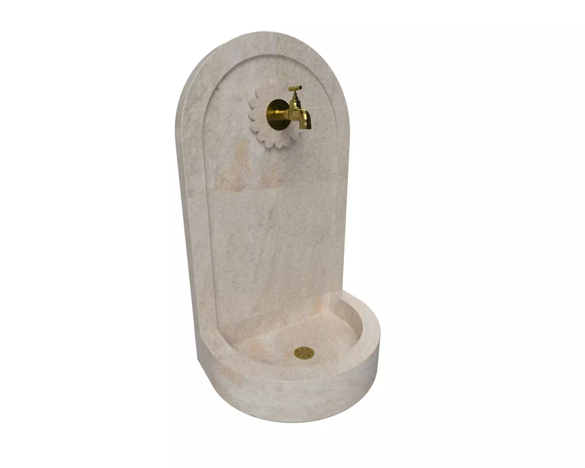 Fountain marble with brass faucet 3D model_0