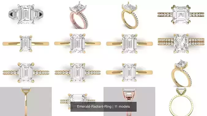 Emerald Radiant Ring 3D Model Collection