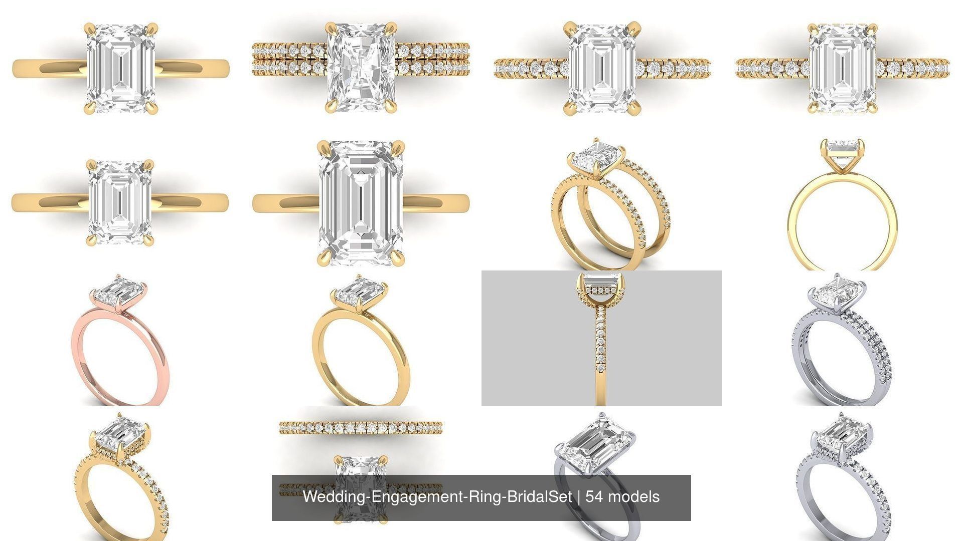 Wedding Engagement Ring BridalSet 3D Model Collection_6