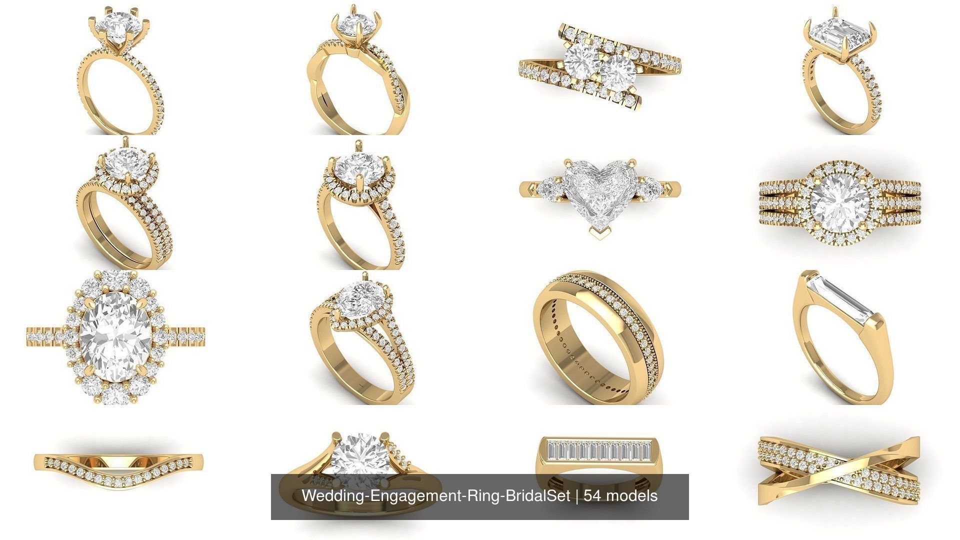 Wedding Engagement Ring BridalSet 3D Model Collection_2