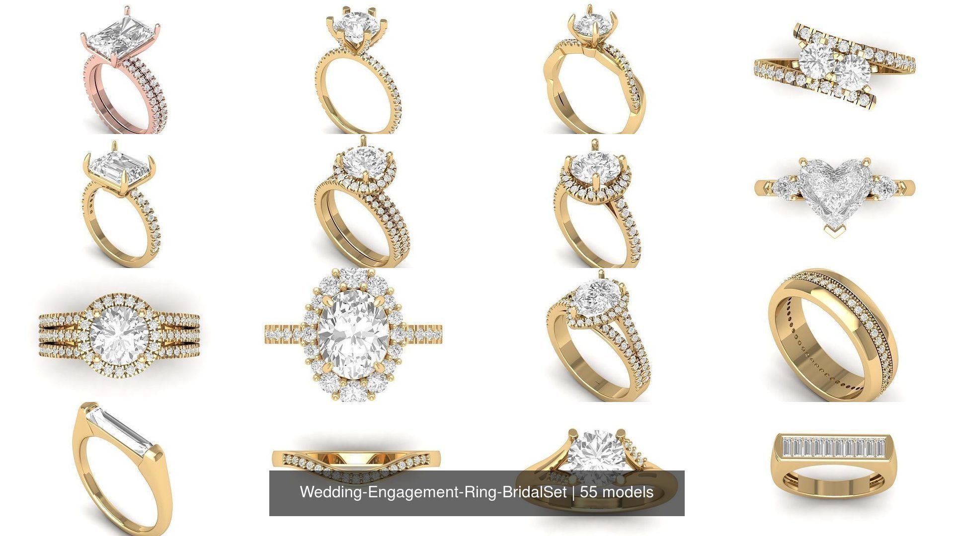 Wedding Engagement Ring BridalSet 3D Model Collection_1