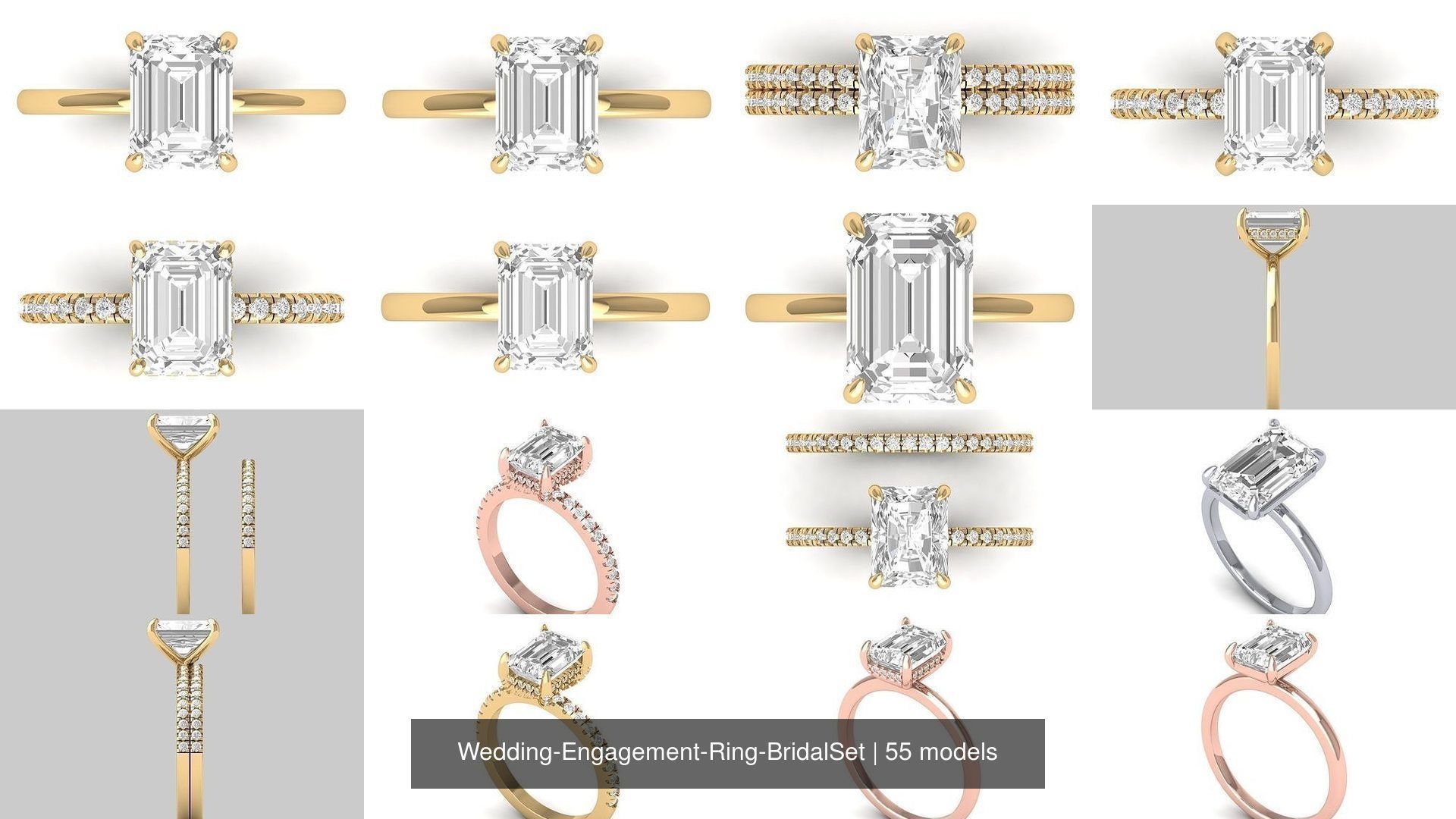 Wedding Engagement Ring BridalSet 3D Model Collection_8