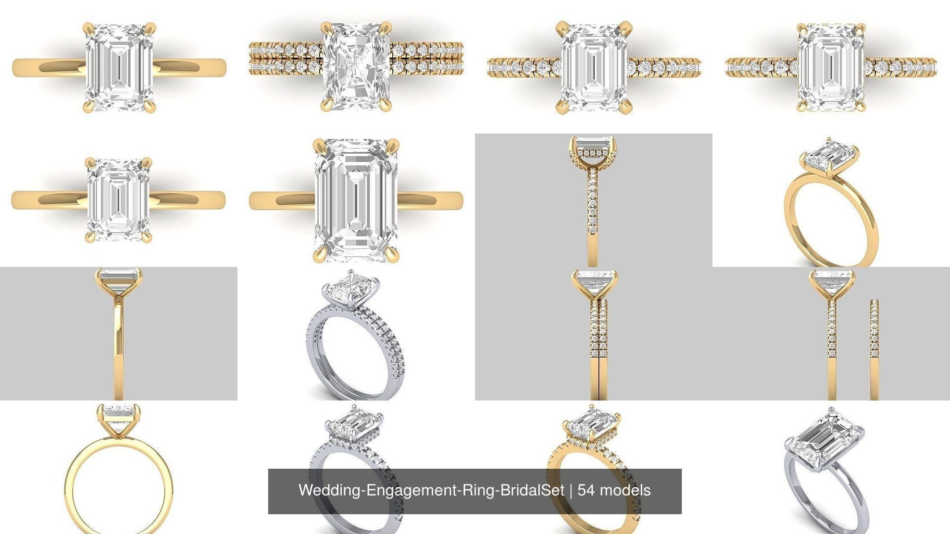 Wedding Engagement Ring BridalSet 3D Model Collection_7