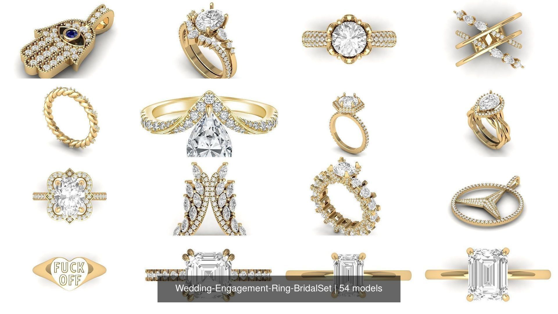 Wedding Engagement Ring BridalSet 3D Model Collection_4