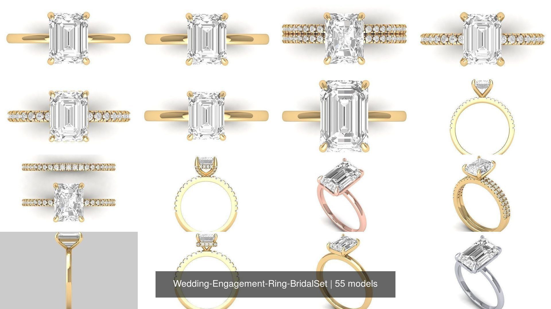 Wedding Engagement Ring BridalSet 3D Model Collection_5