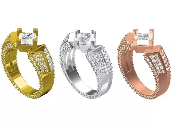 pyramid Cut wedding Ring -03 