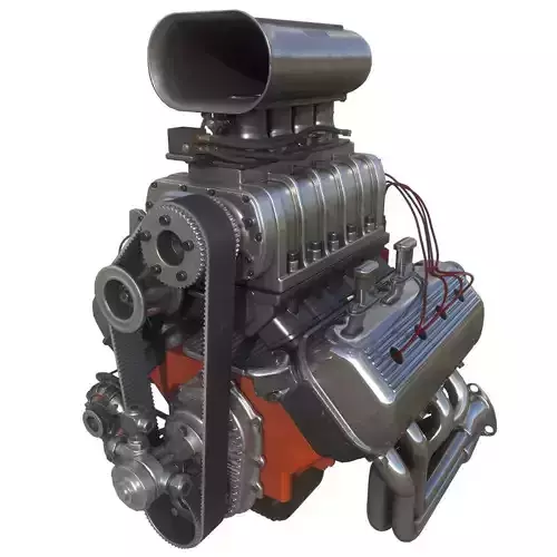 Hemi gasser V8 engine Low-poly 3D model
