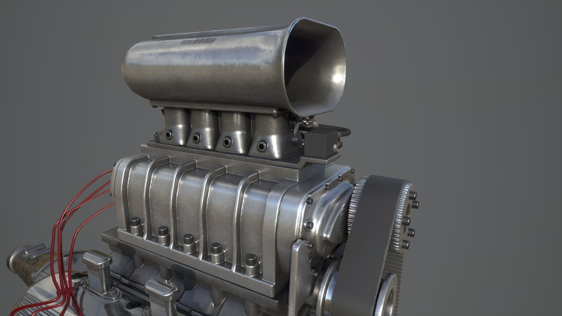 Hemi gasser V8 engine Low-poly 3D model_7