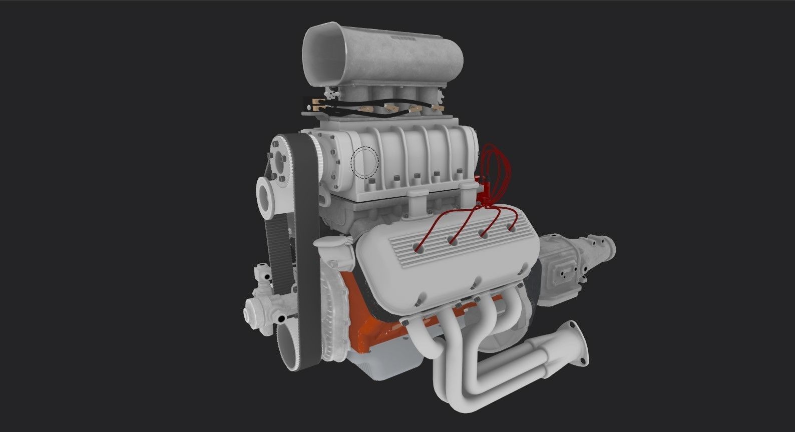 Hemi gasser V8 engine Low-poly 3D model_20