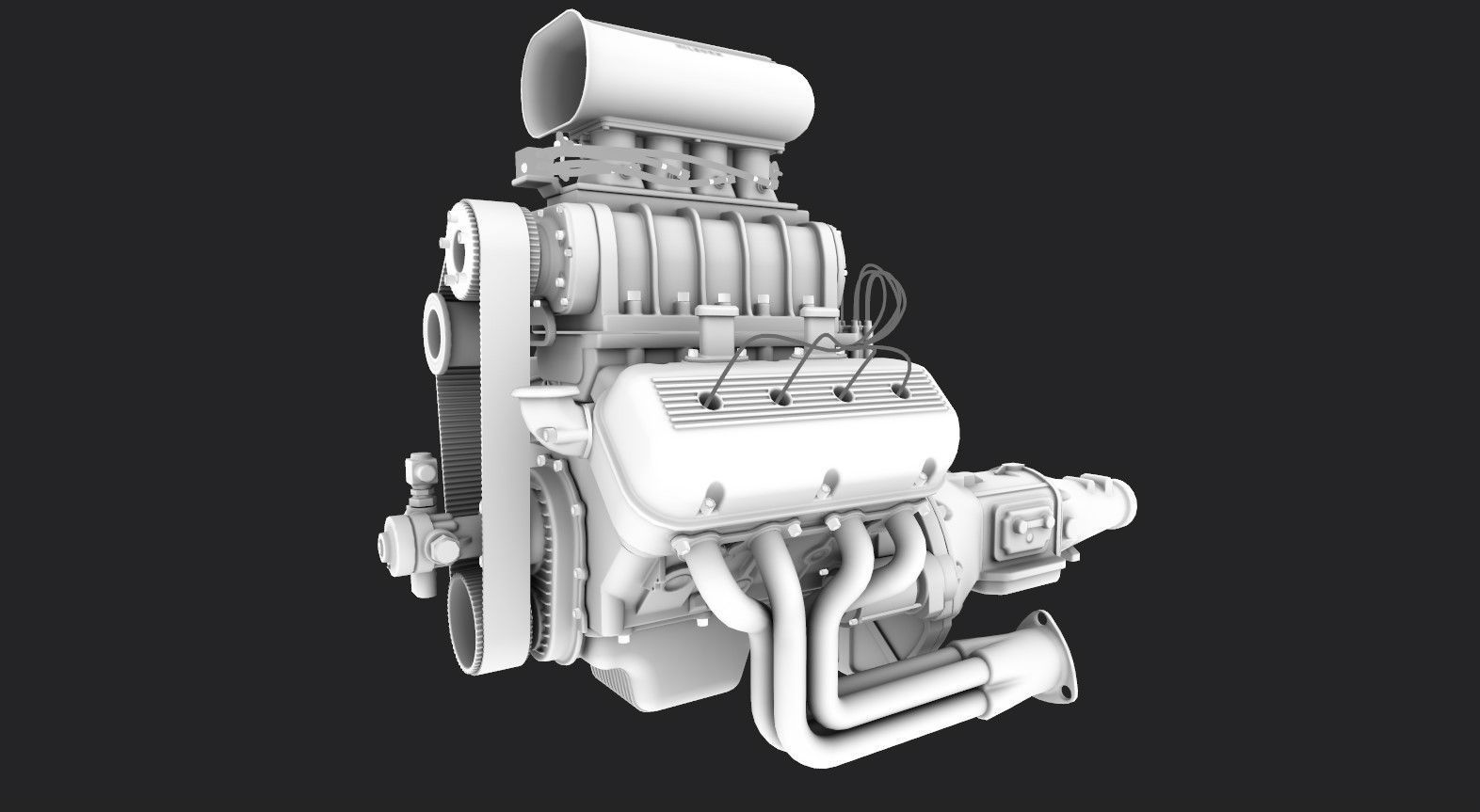 Hemi gasser V8 engine Low-poly 3D model_28