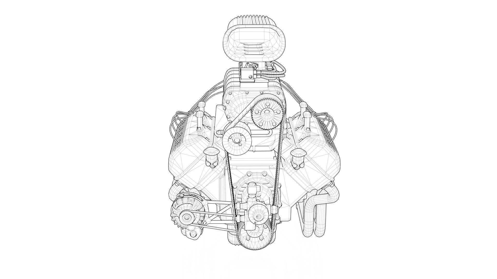 Hemi gasser V8 engine Low-poly 3D model_17