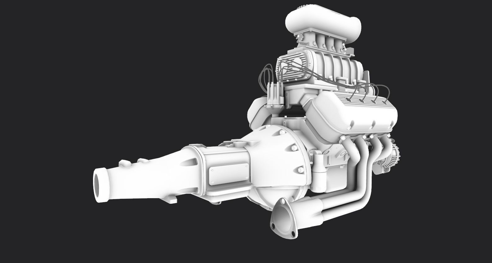 Hemi gasser V8 engine Low-poly 3D model_29
