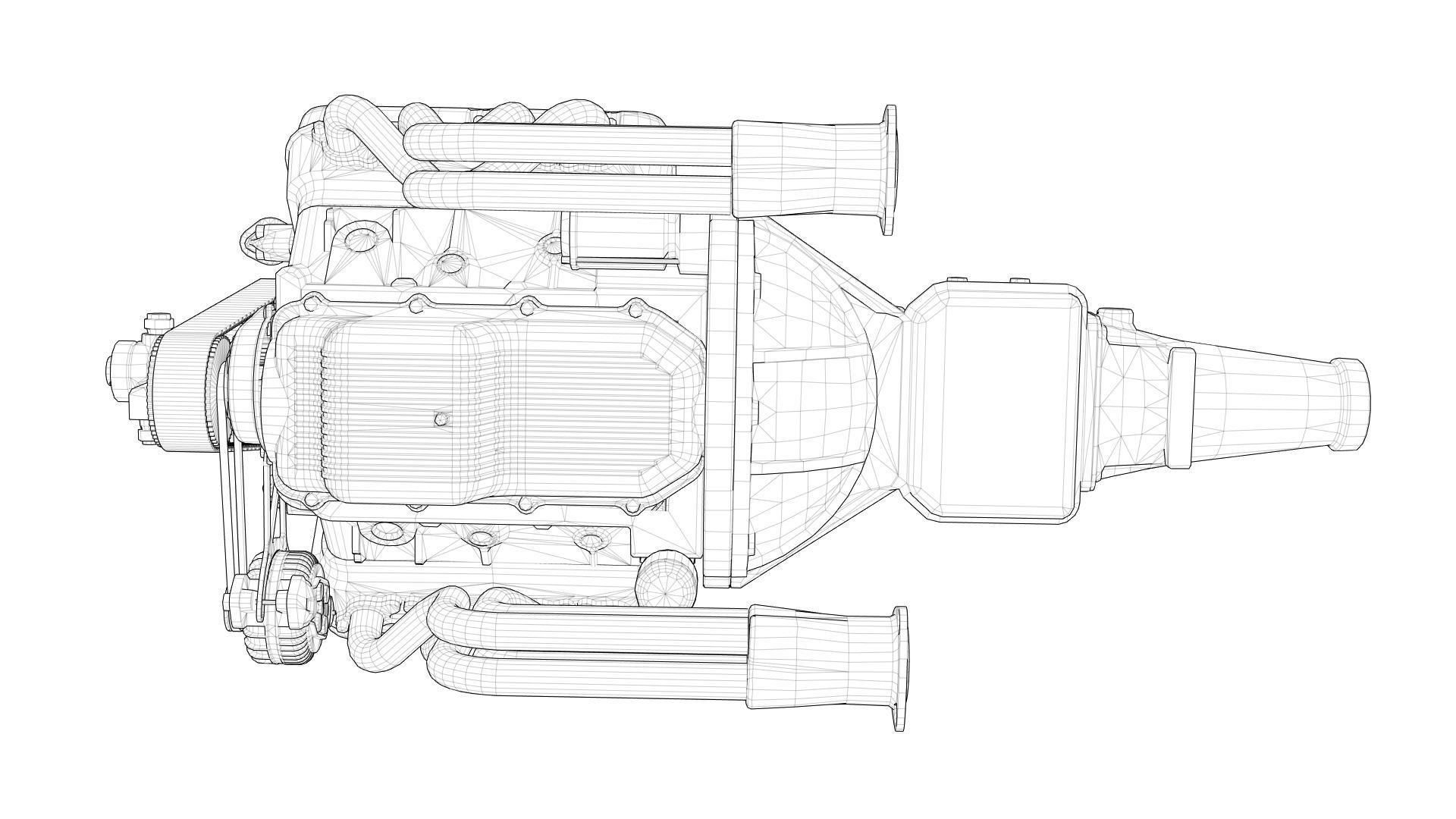 Hemi gasser V8 engine Low-poly 3D model_16