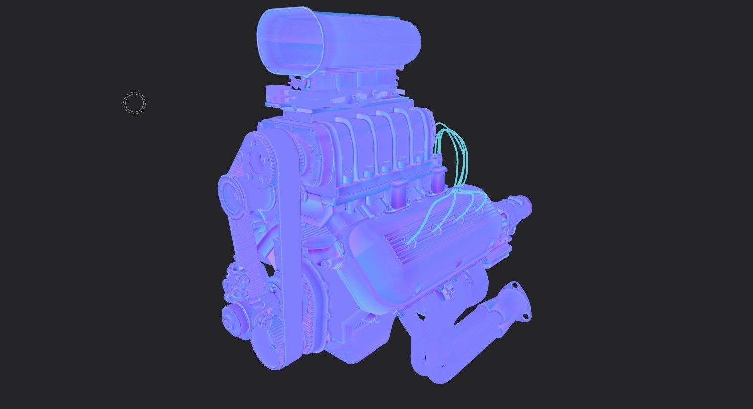Hemi gasser V8 engine Low-poly 3D model_22