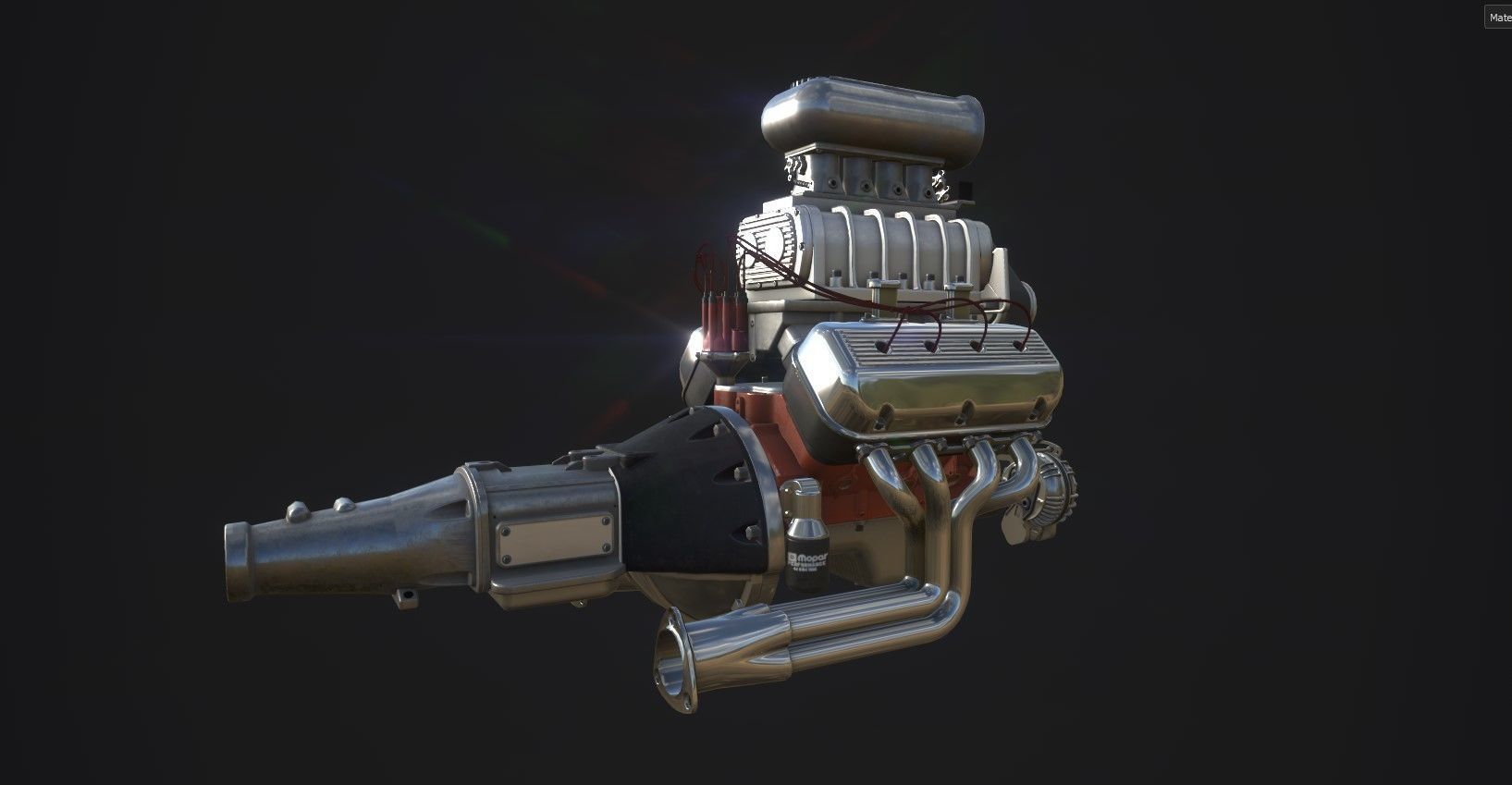 Hemi gasser V8 engine Low-poly 3D model_19