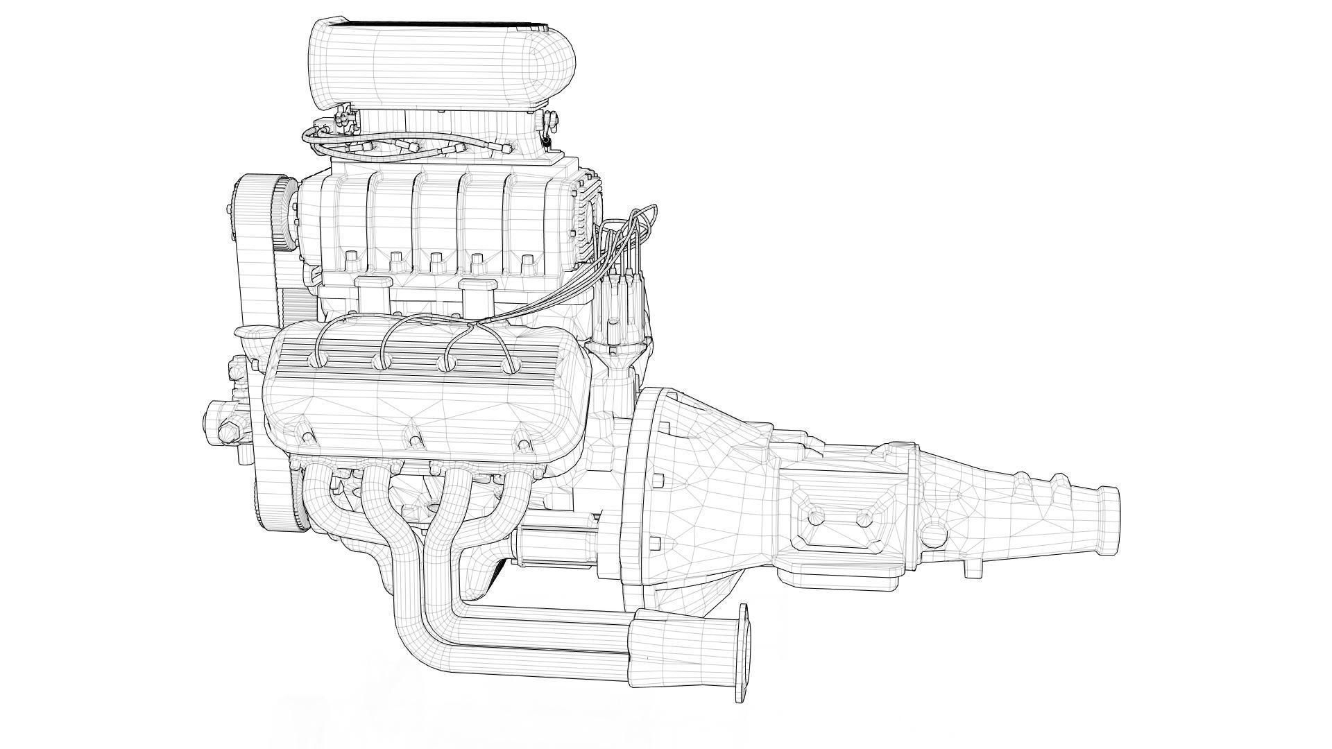 Hemi gasser V8 engine Low-poly 3D model_12
