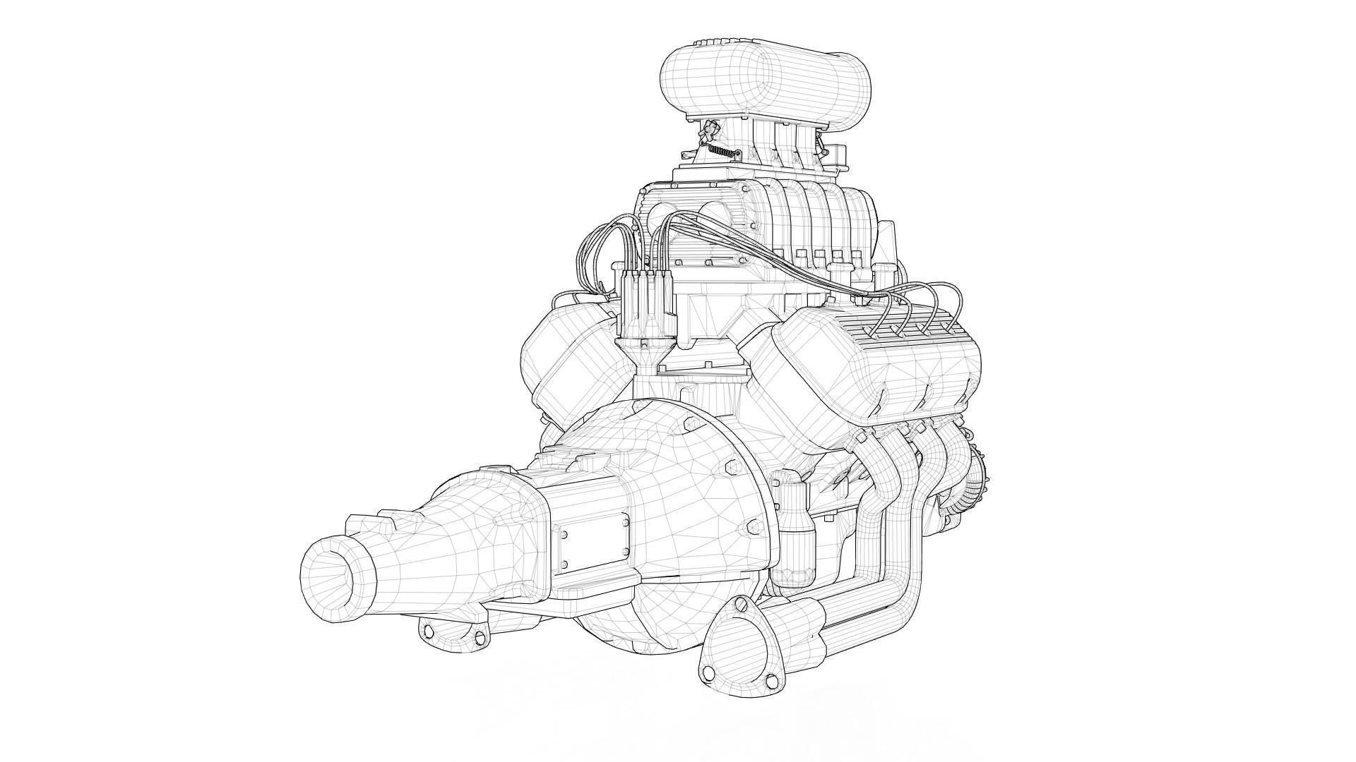 Hemi gasser V8 engine Low-poly 3D model_13