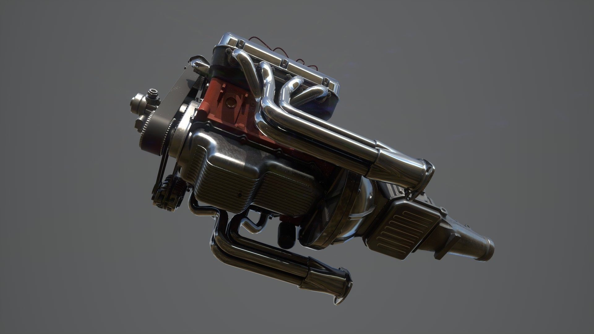 Hemi gasser V8 engine Low-poly 3D model_5