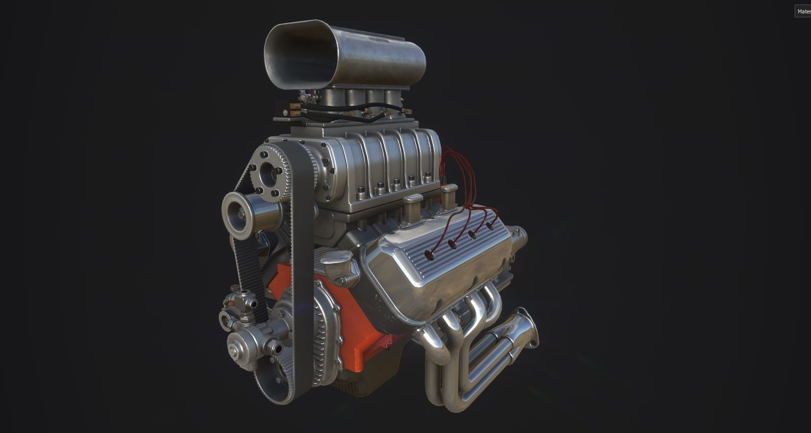 Hemi gasser V8 engine Low-poly 3D model_18