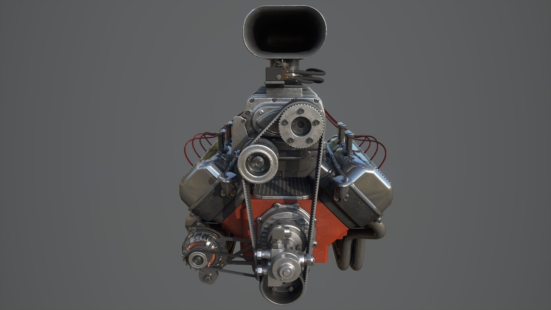 Hemi gasser V8 engine Low-poly 3D model_9