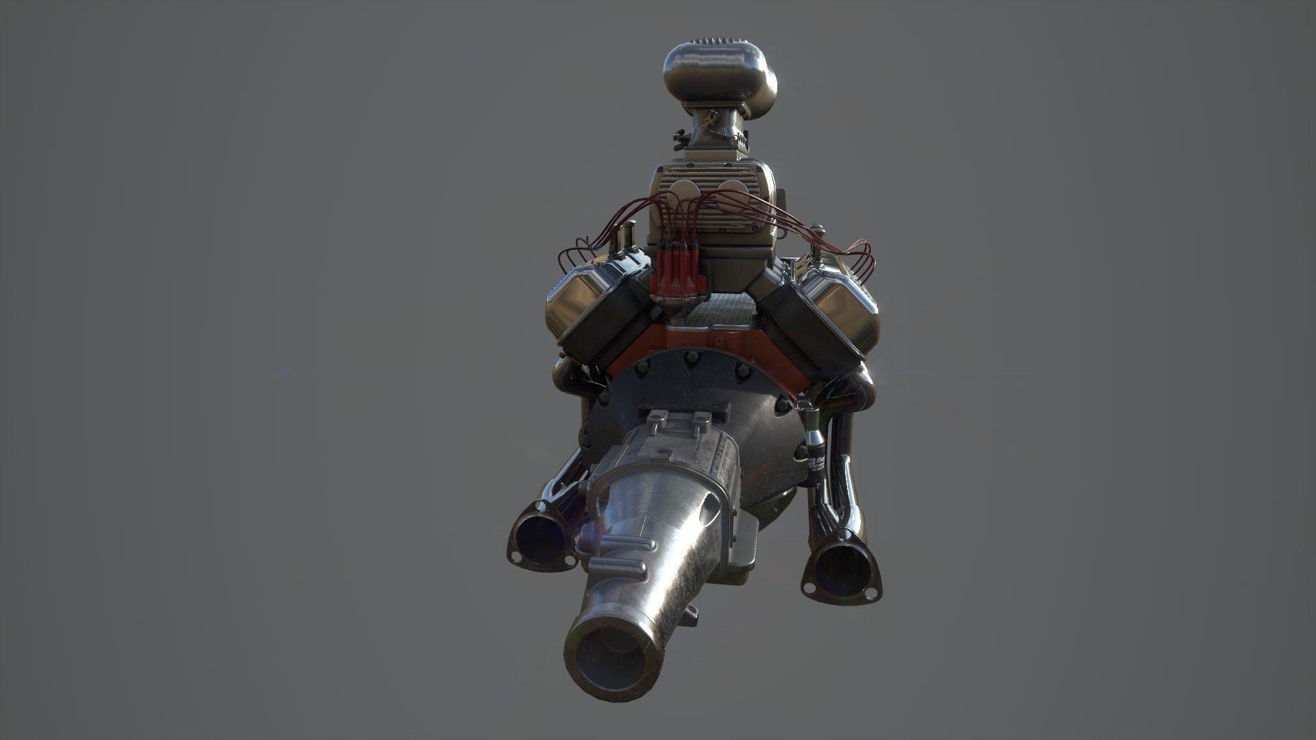 Hemi gasser V8 engine Low-poly 3D model_6