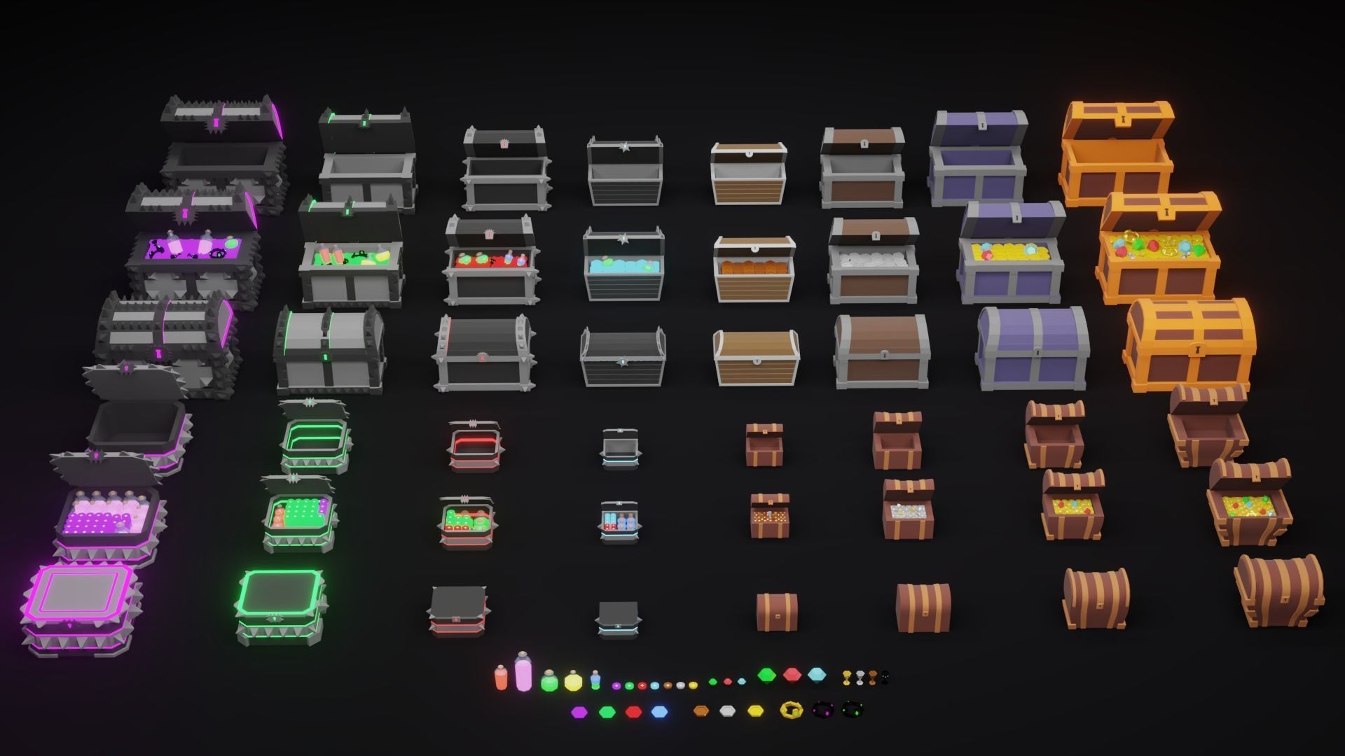 Low Poly Treasure Chests Low-poly 3D model_1