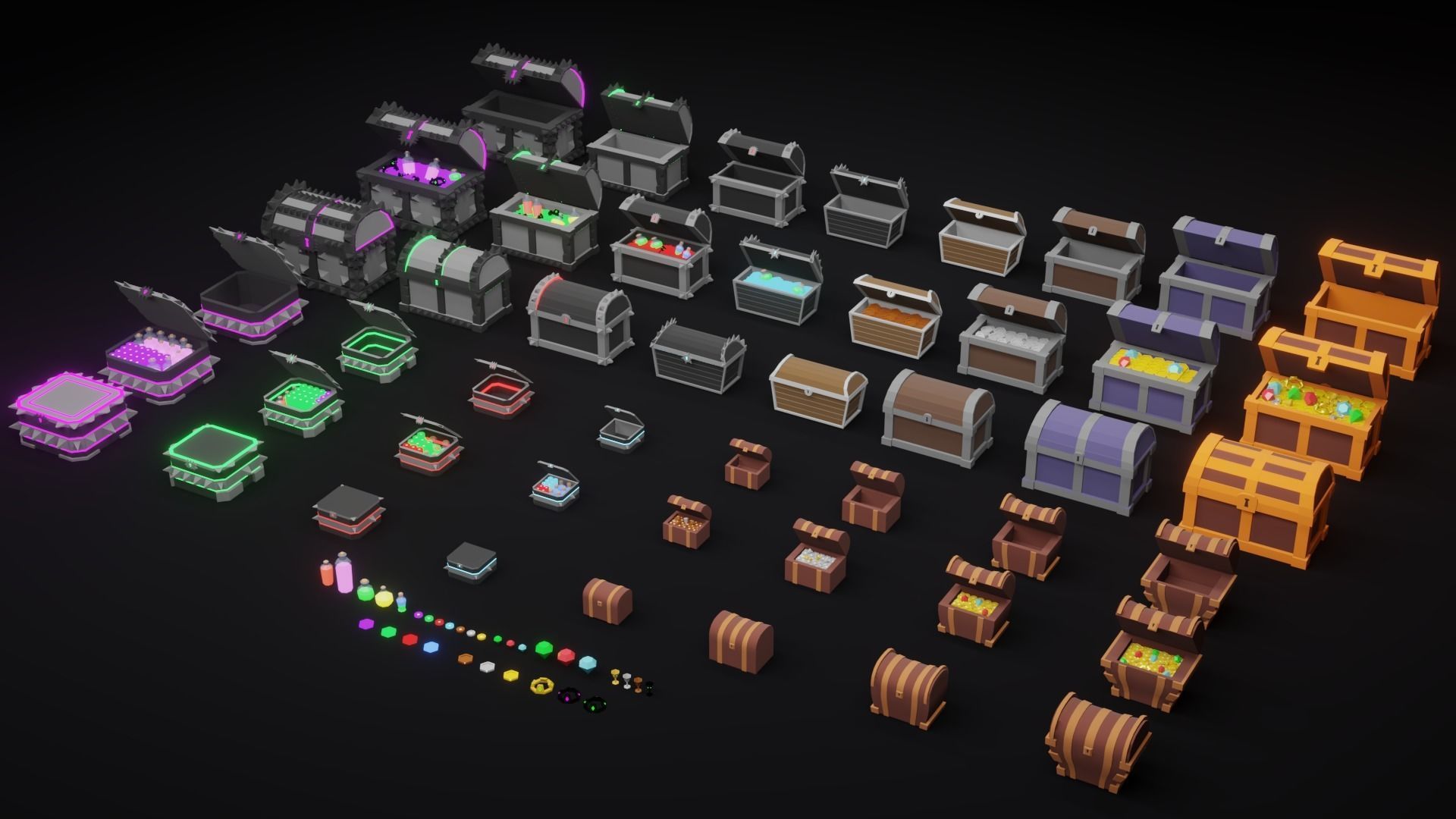 Low Poly Treasure Chests Low-poly 3D model_2