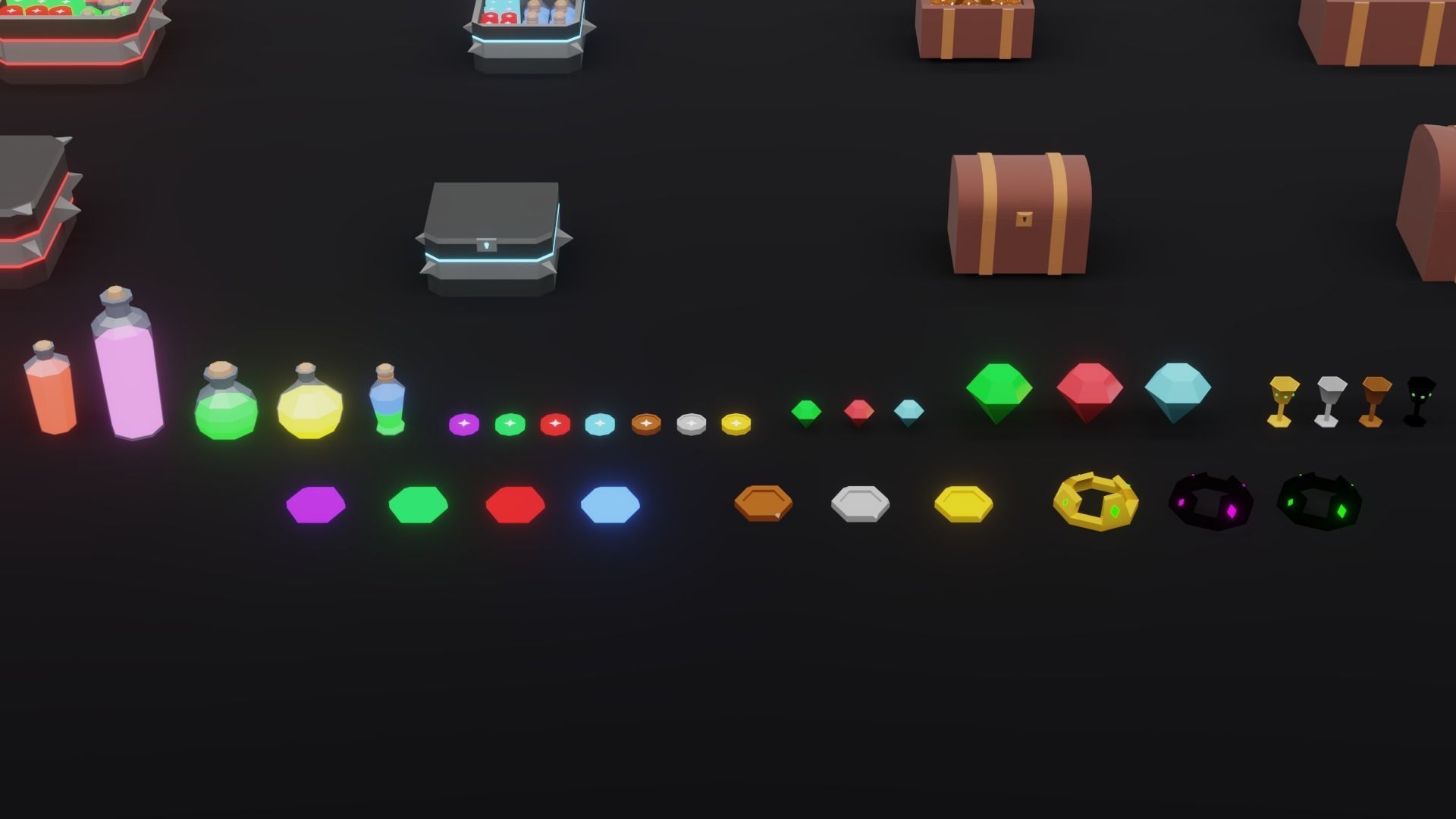 Low Poly Treasure Chests Low-poly 3D model_7