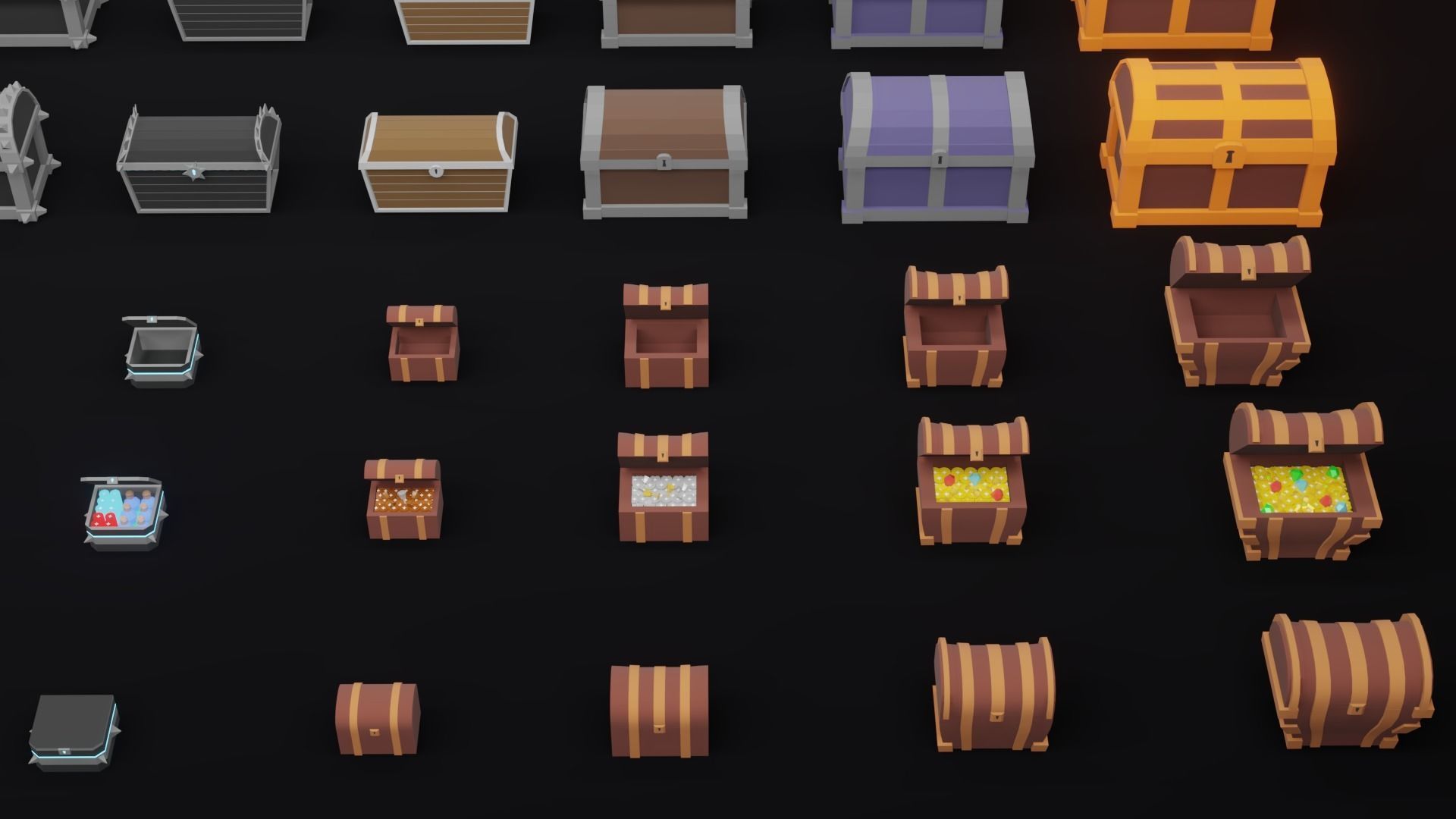 Low Poly Treasure Chests Low-poly 3D model_11