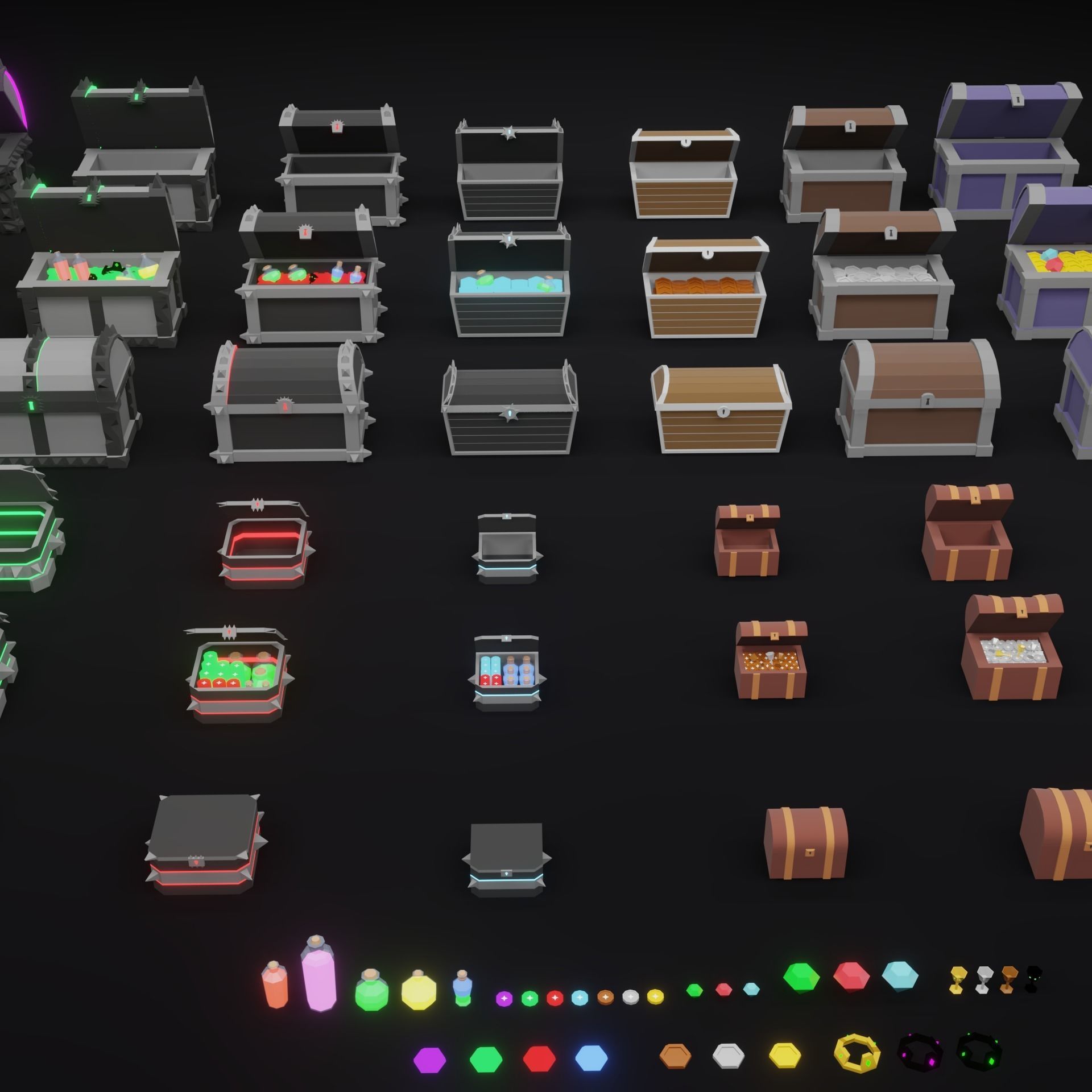 Low Poly Treasure Chests Low-poly 3D model_5