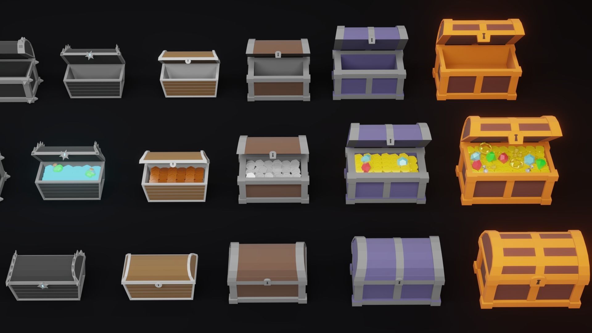 Low Poly Treasure Chests Low-poly 3D model_10