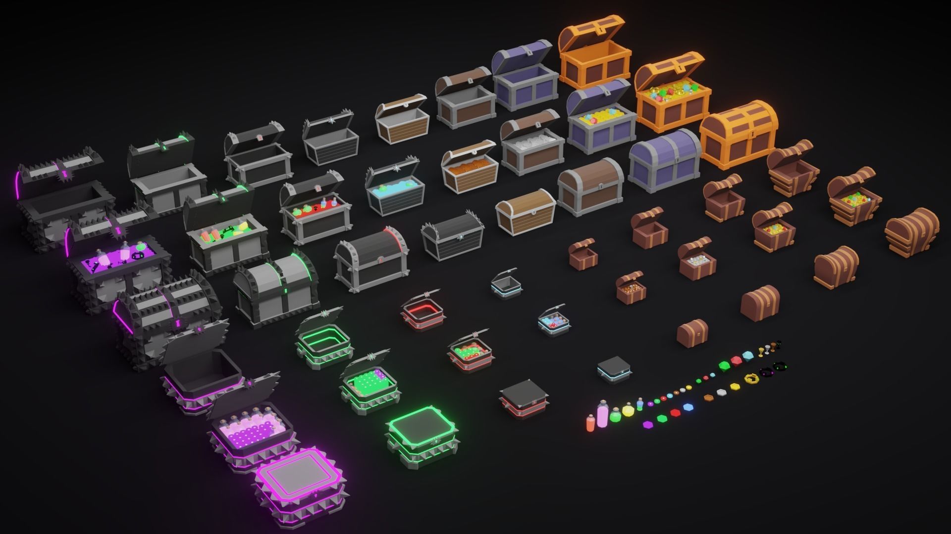 Low Poly Treasure Chests Low-poly 3D model_3