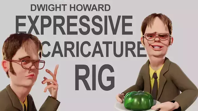 Dwight Shrute Caricature Rig Low-poly 3D model