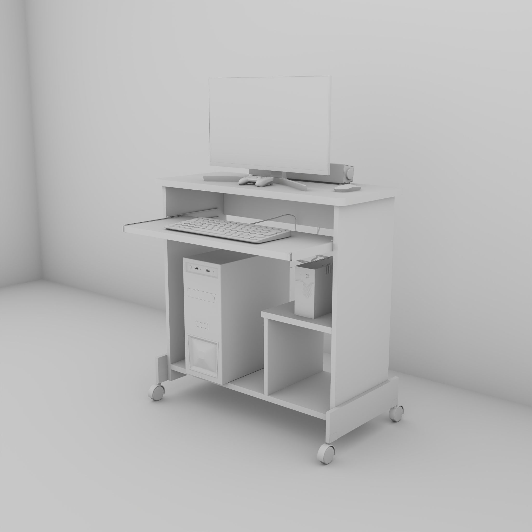 PC Setup With Textures Photorealistic 3D model_4