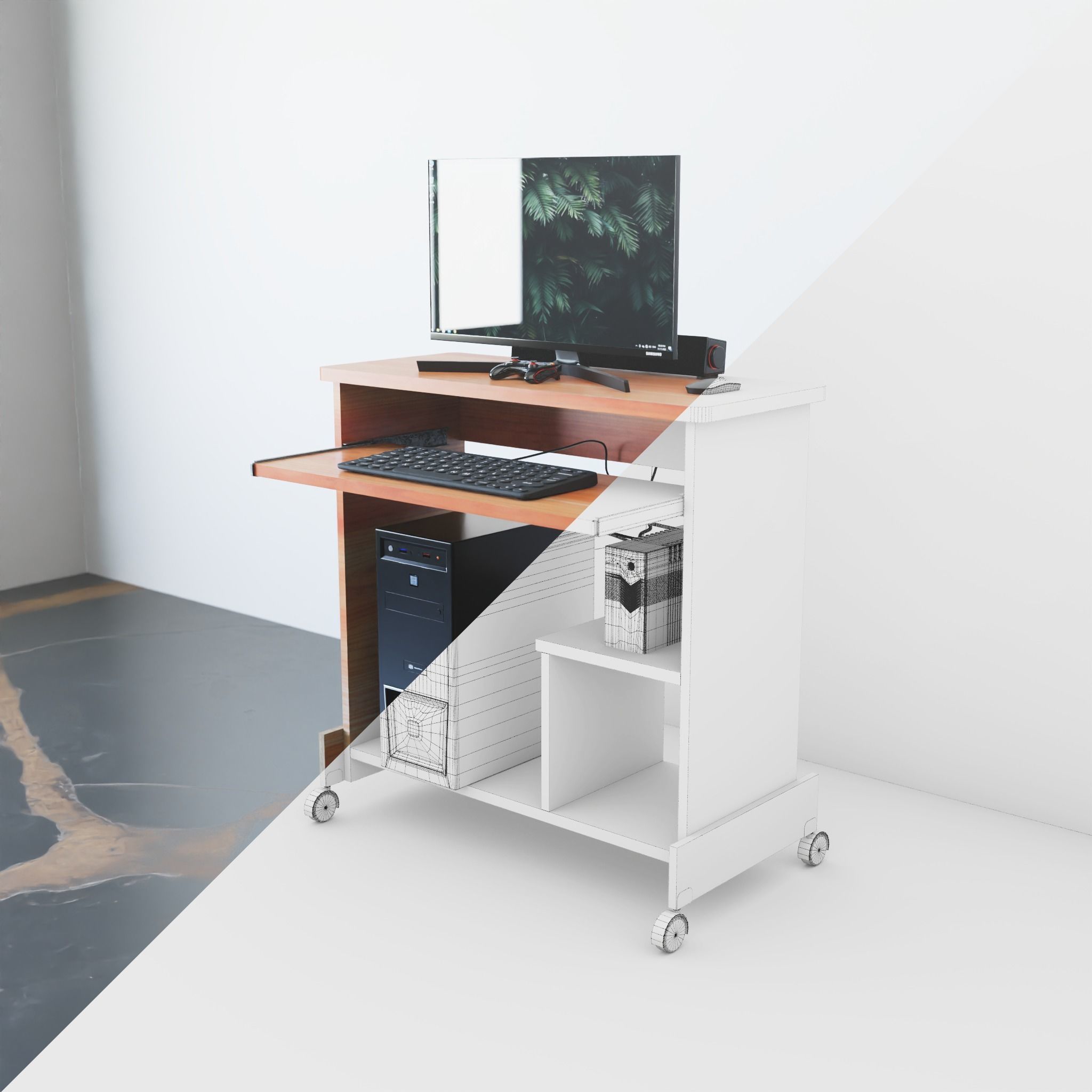 PC Setup With Textures Photorealistic 3D model_3