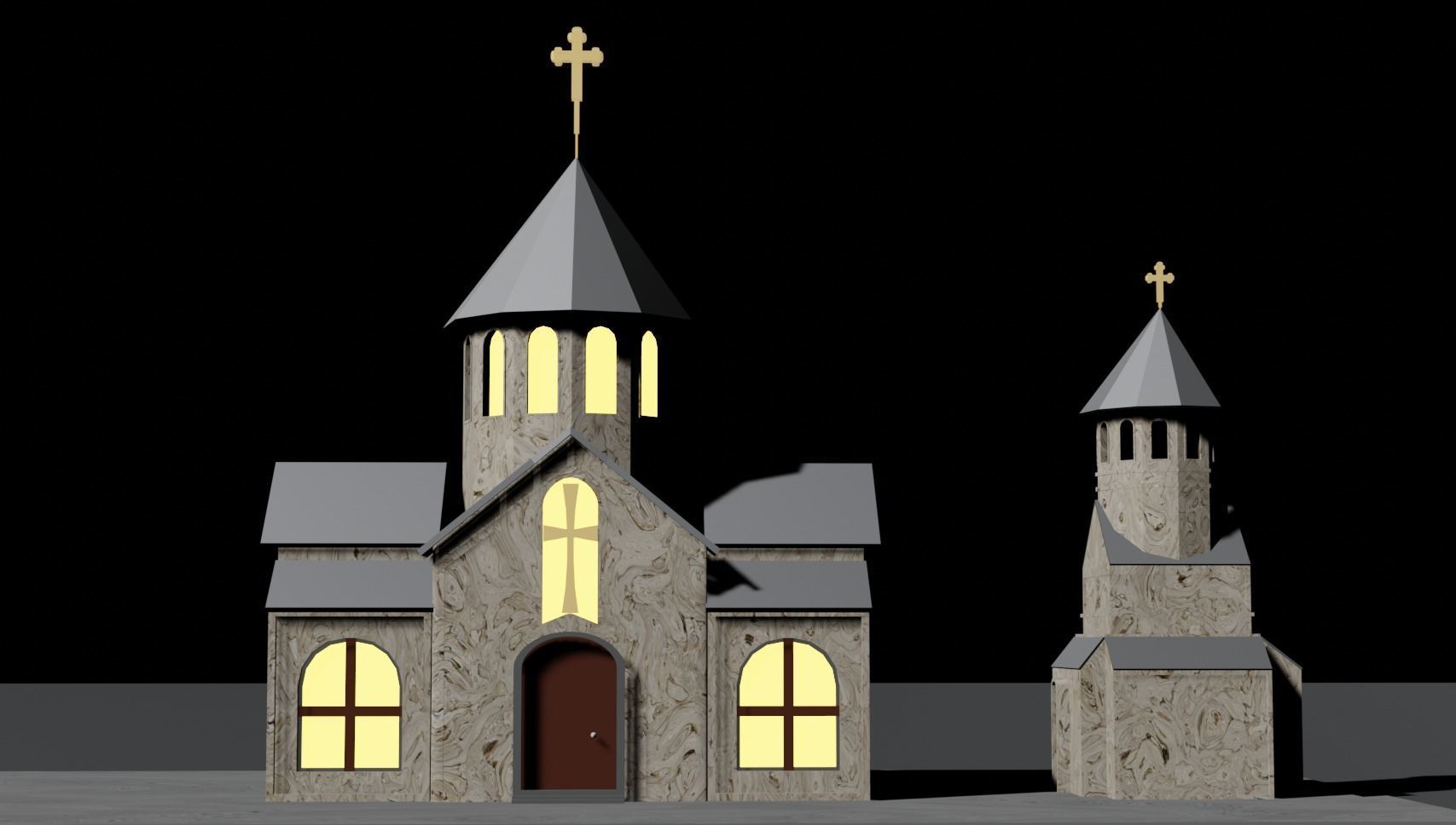 Low poly Armenian church Low-poly 3D model_6