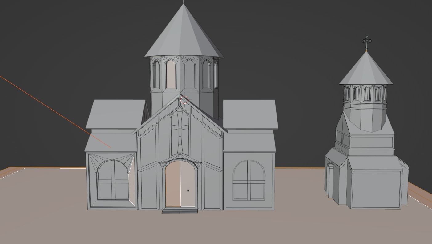 Low poly Armenian church Low-poly 3D model_8