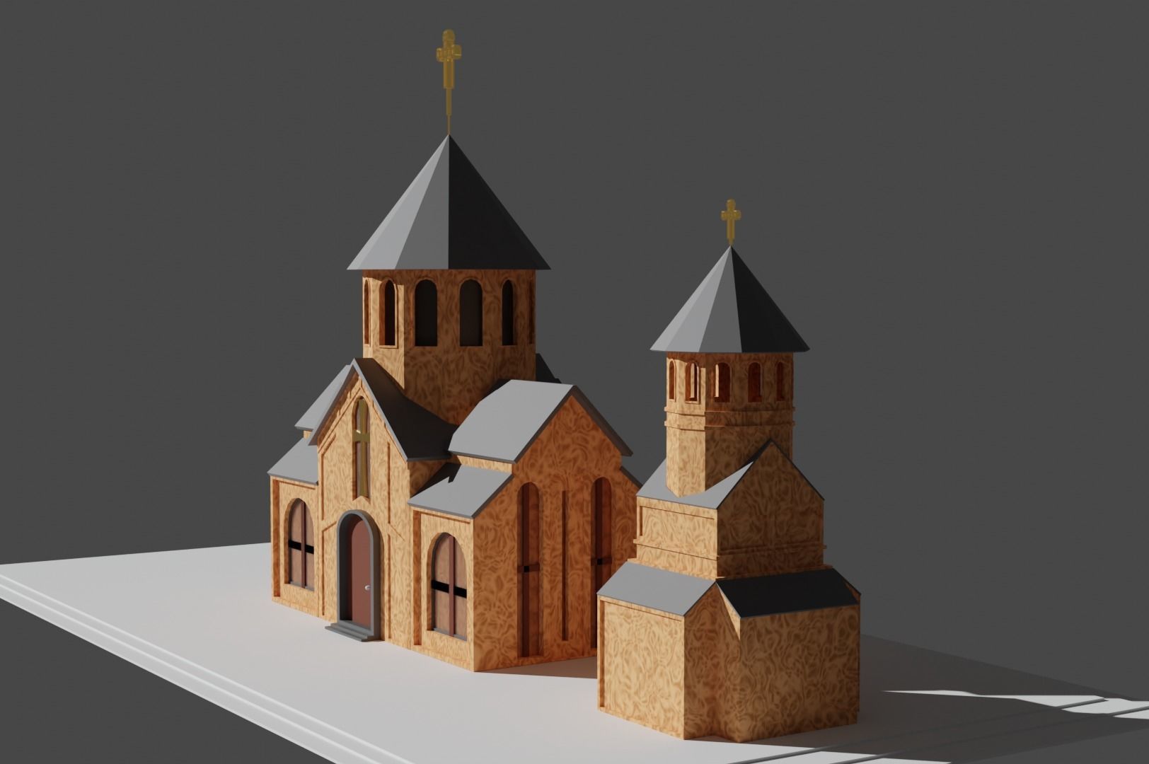 Low poly Armenian church Low-poly 3D model_7