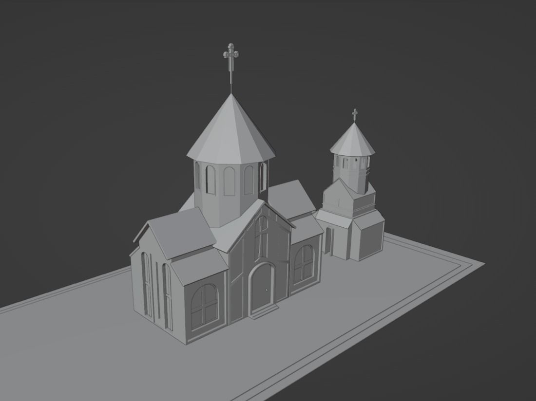 Low poly Armenian church Low-poly 3D model_9