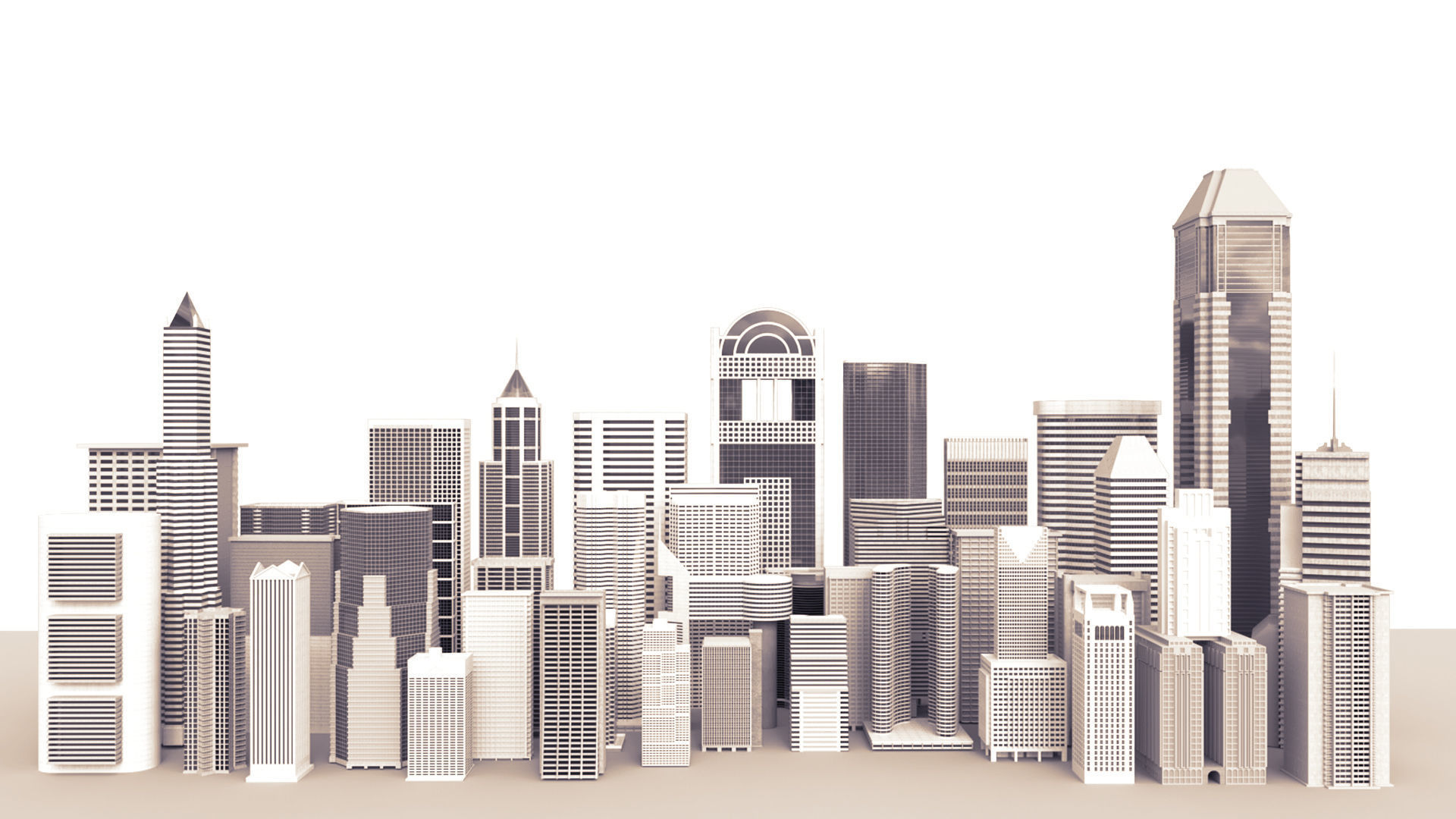 A collection of one hundred high-detailed skyscrapers 3D model_4