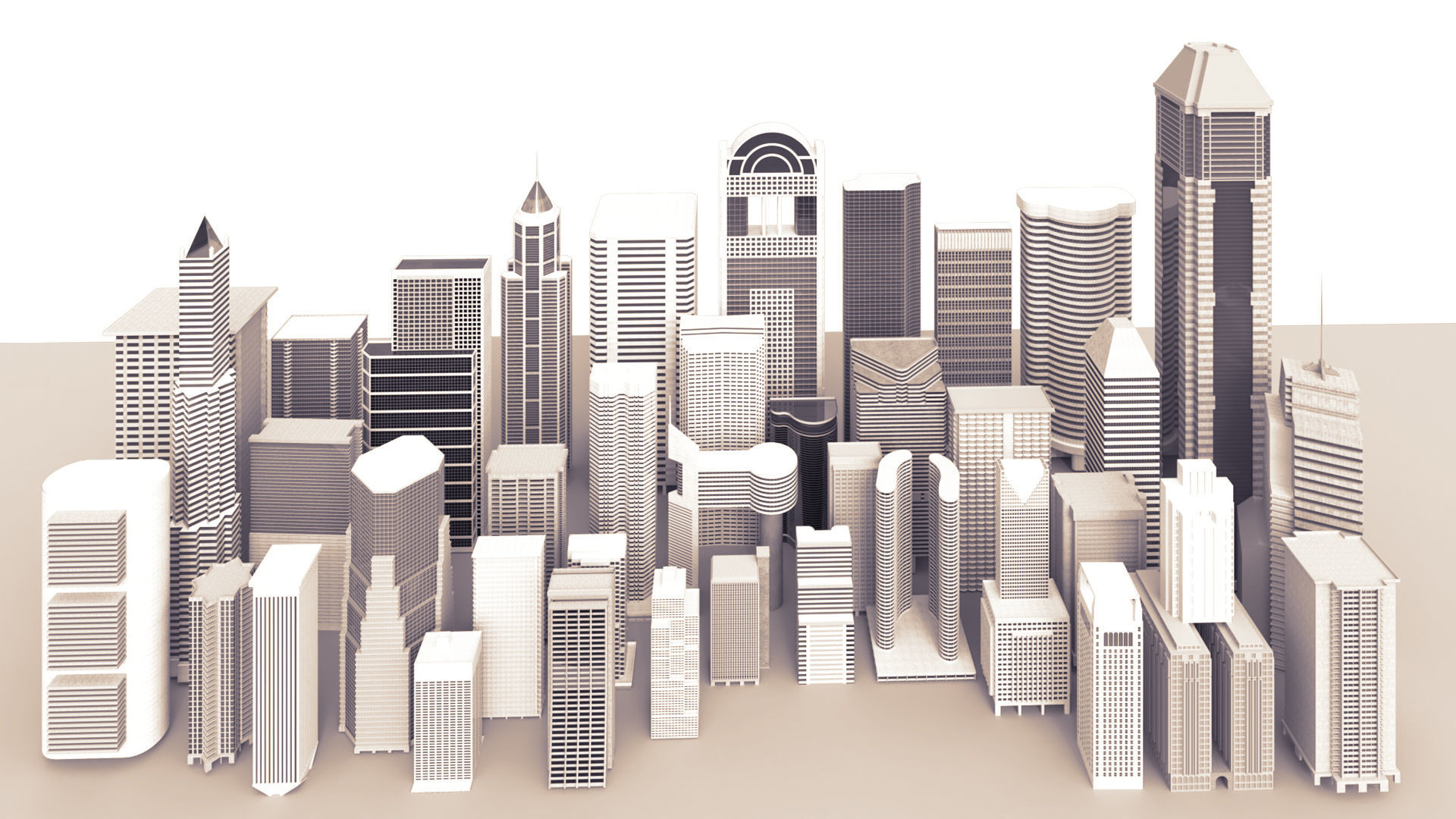 A collection of one hundred high-detailed skyscrapers 3D model_5