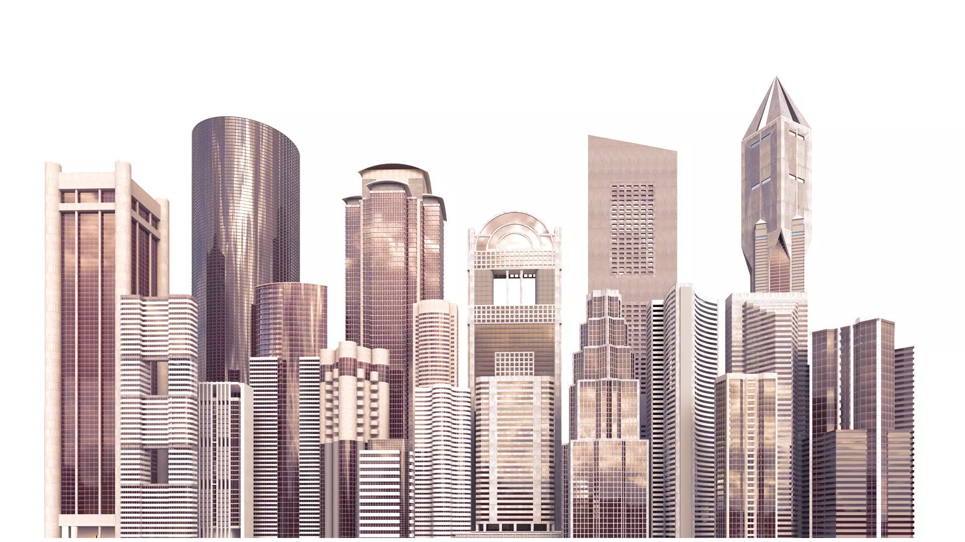 A collection of one hundred high-detailed skyscrapers 3D model_0