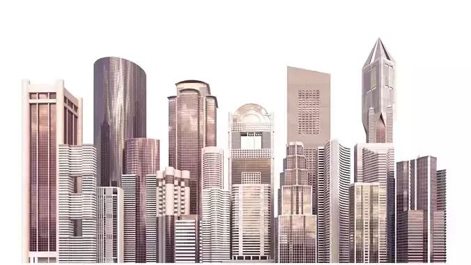 A collection of one hundred high-detailed skyscrapers