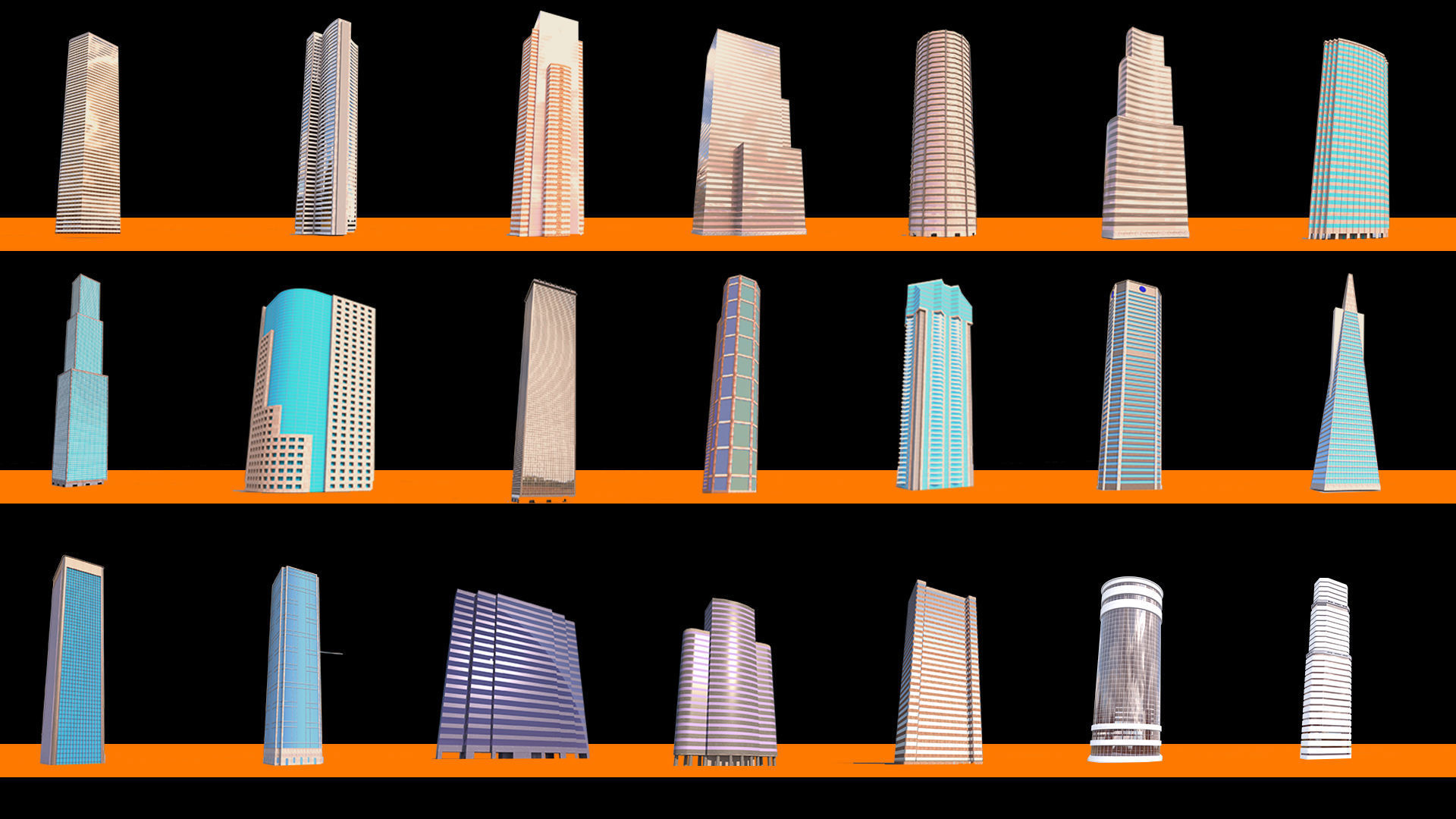 A collection of one hundred high-detailed skyscrapers 3D model_6