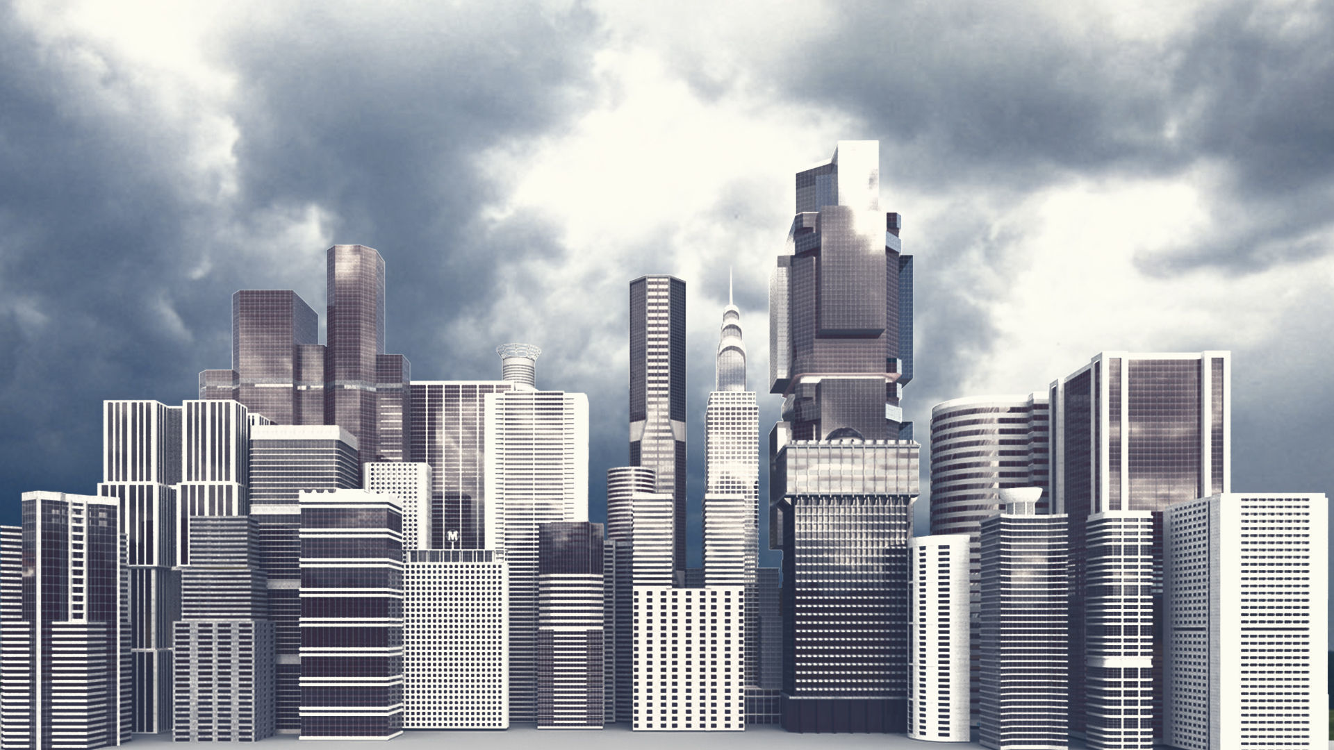 A collection of one hundred high-detailed skyscrapers 3D model_1