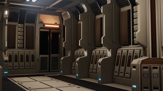 GAME-READY MODULAR SCI-FI CORRIDOR Low-poly 3D model