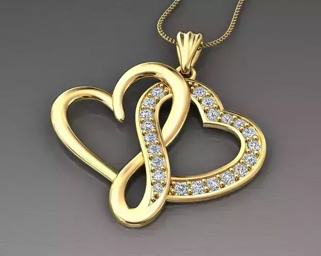 heart pendant infinity love diamond 3D print model